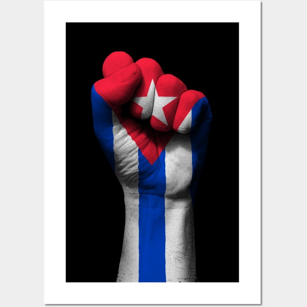 Flag of Cuba on a Raised Clenched Fist Wall Art by jeffbartels